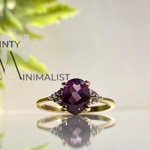 Alexandrite Ring 925 Sterling Silver Alexandrite Jewelry Birthstone Ring Bridal Ring June Birthstone Cluster Ring Promise Ring Dainty Ring