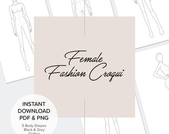 Fashion Croquis Printable Template: Female Figure Sketch (PDF & PNG)