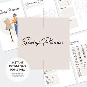 Sewing Planner For Sewing Order | Measurement Chart | Laundry care Symbols Guide | Digital Sewing PDF planer Instant Download | PNG files