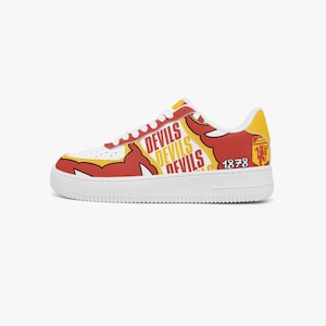 Manchester Football Club Sneakers: Red & Yellow Low Tops