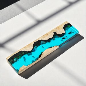 Coral Jellyfish Resin Wrist Rest for Mechanical Keyboards | Handmade Ocean-Themed Keyboard Armrest | Unique Ergonomic Desk Accessory