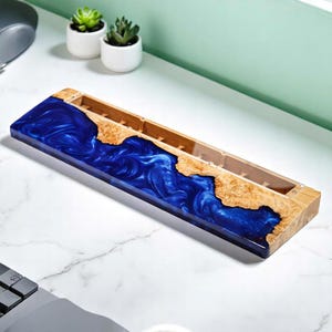 SALE 70% Only Wrist Rest Handmade Resin Wood Wrist Rest Ocean Wave Design for Mechanical Keyboard Ergonomic Arm Support Pad
