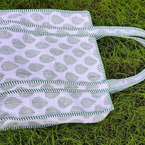 Quilted Tote Bag, Large Size Cotton Shopping Bag, Handmade Travel Bag, Women Printed Shopping Grocery Bag Gifts For Her