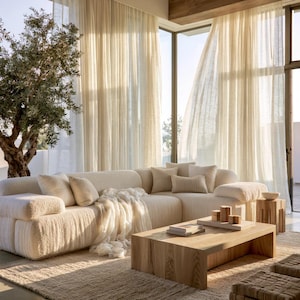 Cortinas de linho transparentes personalizadas | Cortinas de linho extralargas | Cortinas com pregas francesas | Cortinas para janelas estilo casa de campo | Cortinas feitas sob medida