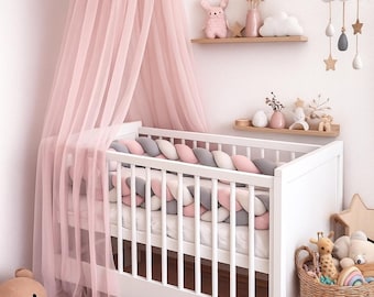 Baby Crib Canopy with Stand – Soft Tulle Nursery Baldachin, Elegant Princess Bed Decor, Dreamy Baby Crib Canopy, Baby Room Decor