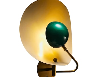 Bonbott Aurora Drop Wall Light – Green Brass Wall Sconce, Modern Vintage Designer Lamp, Artistic Mid Century Light Fixture