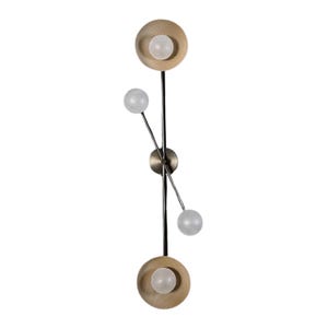 Bonbott Axis Orbit Wall Light – 4-Light Modern Brass Sconce, Mid Century Wall Lamp, Sculptural Vertical Light Fixture, Unique Lighting