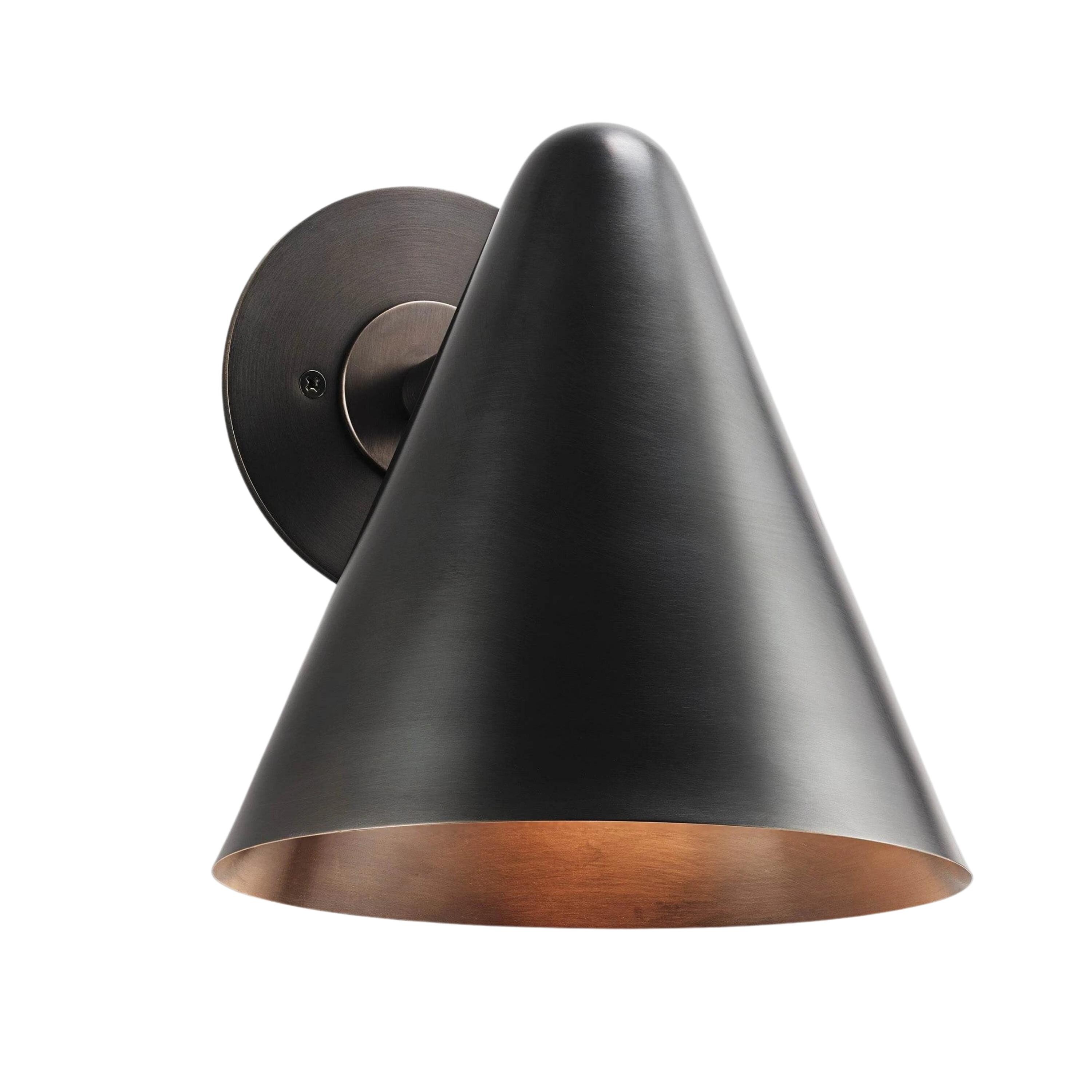 Bonbott Black Brass Cone Wall Light – Modern Vintage Sconce, Iconic Design Lamp for Living Room, Bedroom, Hallway, Bathroom, Indoor Lighting