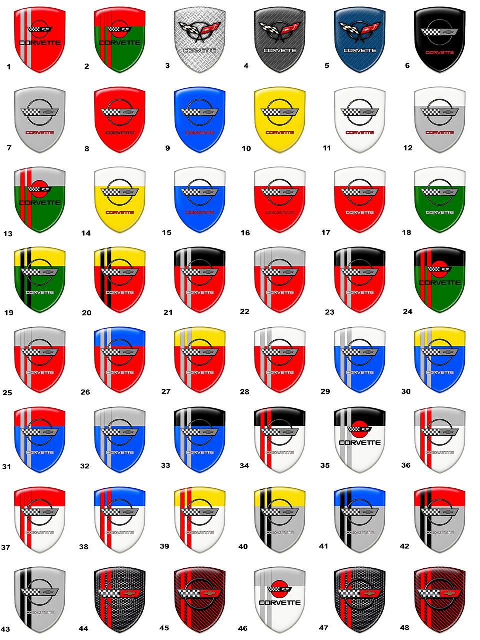 Chevrolet Corvette Domed Shield Badge/Auto Tuning Badge/3D Self Adhesive badges/Car logo for car, laptop, phone/Emblem Shield