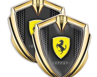 Ferrari Metal Shield Badge/High Quality/Handmade/Domed epoxy sticker in a metal frame for Car Fender, Door, Glass, Mirror