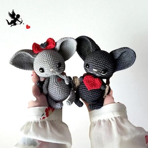 Crochet Bat Plush: Amigurumi Doll, Gothic Halloween Decor