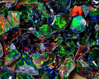 Ópalo negro etíope en bruto, ópalo negro en bruto, ópalo de fuego Welo, ópalo de fuego negro en bruto, ópalo negro natural en bruto para fabricación de joyas, lote de 200 cts.