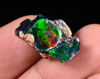 Etiopski czarny opal, surowy, naturalny, surowy kamień opalowy, 11,35 ct, Welo, czarny opal surowy do wyrobu biżuterii | Okaz opalowy, 21 x 15 x 11 mm