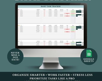 Google Sheets Task Tracker Template | Digital To Do List for Prioritizing Daily Tasks, Project Planner & Productivity Organizer