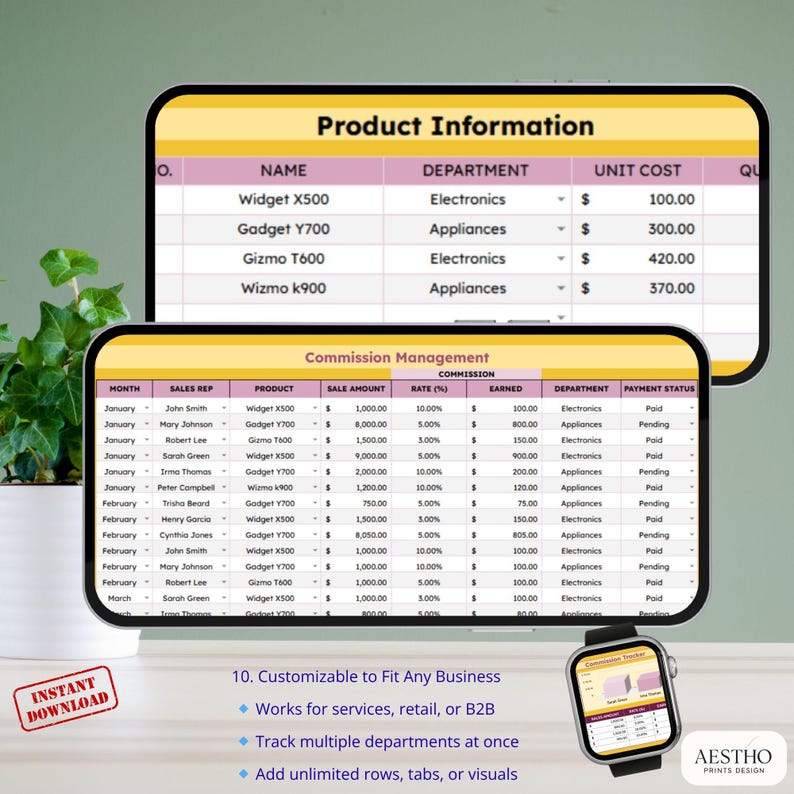 Spreadsheet Reps Editable Commission Tracking Google Sheets Template for Sales Teams ...