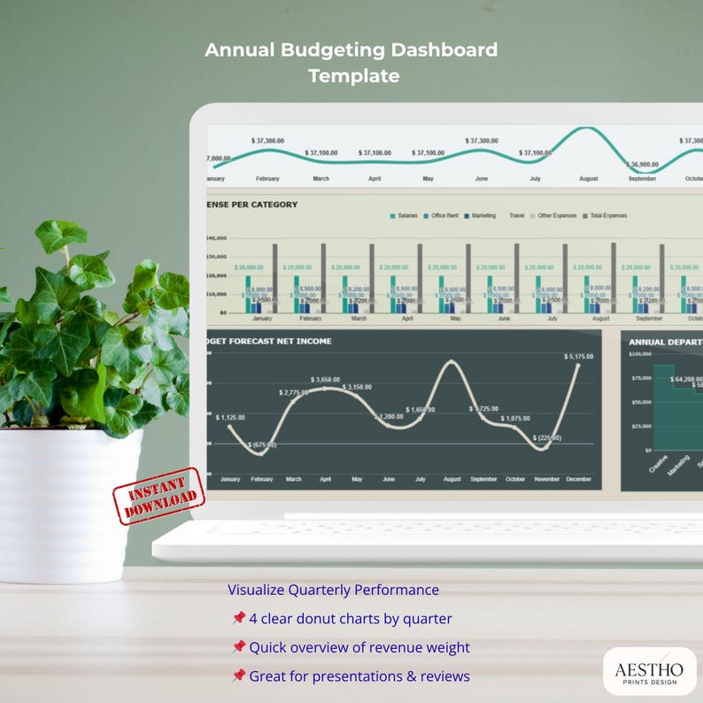 Google Sheets Budget Dashboard Template for 2025 and 2026 With Visual