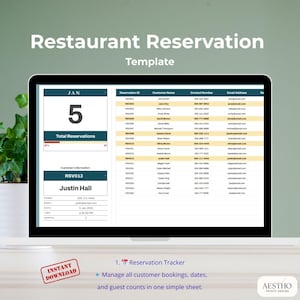 Google Sheets Restaurant Booking Template With Guest Number Reservation Time Date Contact And Real Time Reservation Log