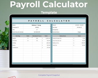 Google Sheets Payroll Calculator Template for Google Sheets | Track Hours, Wages, Deductions  Net Pay for Teams or Individual