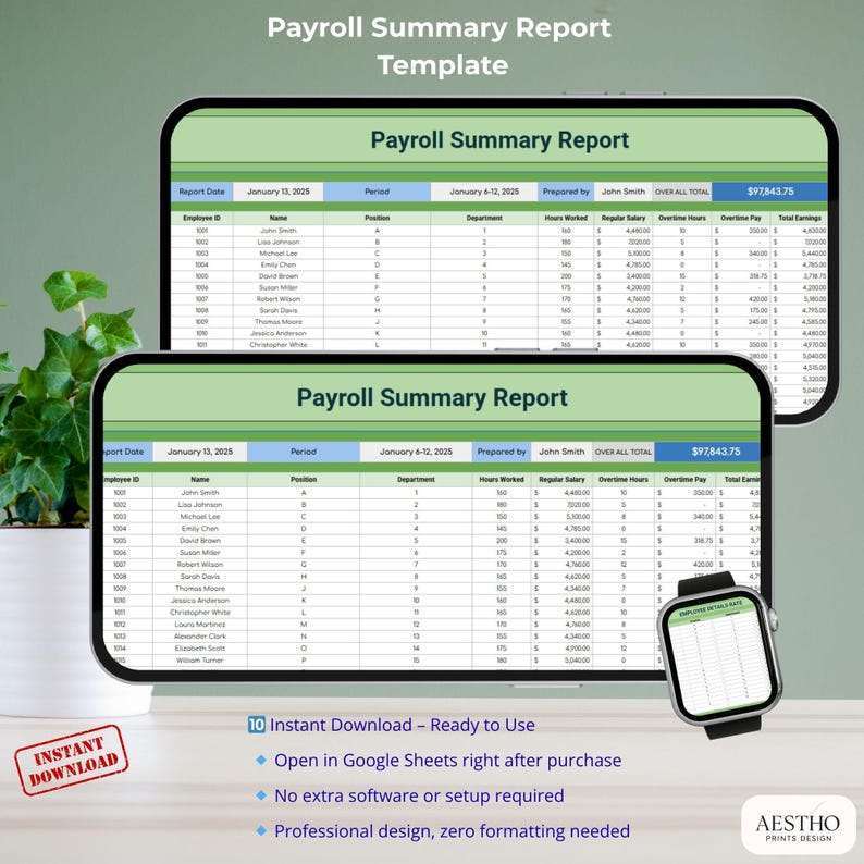 Excel Payroll Template With Employee ID Department Overtime ...