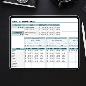 Sjabloon onkostenregistratie creditcard – afdrukbare pdf-budgetplanner – maandelijks bestedingsoverzicht creditcard – digitale download