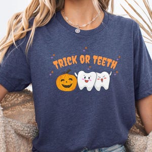 Zahnarzt-Halloween-Shirt, Kinderzahnarzt-T-Shirt, Trick or Teeth, Zahnarzthelfer-T-Stück, gruseliger Mundhygieniker, lustiges Zahnarzt-T-Shirt