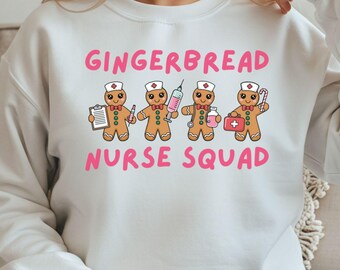 Christmas Sweatshirt for Nurse, Gingerbread Nurse Squad, Merry Nurse Crewneck, Registered Nurse Holiday Shirt