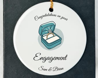 Personalized Engagement Ornament: Porcelain Keepsake Gift for Couple