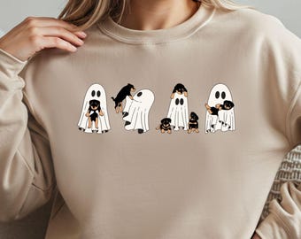 Sudadera de Halloween, suéter de Halloween, sudadera fantasma, sudadera de perro de Halloween, camisa de perro fantasma, feliz Halloween, temporada espeluznante retro