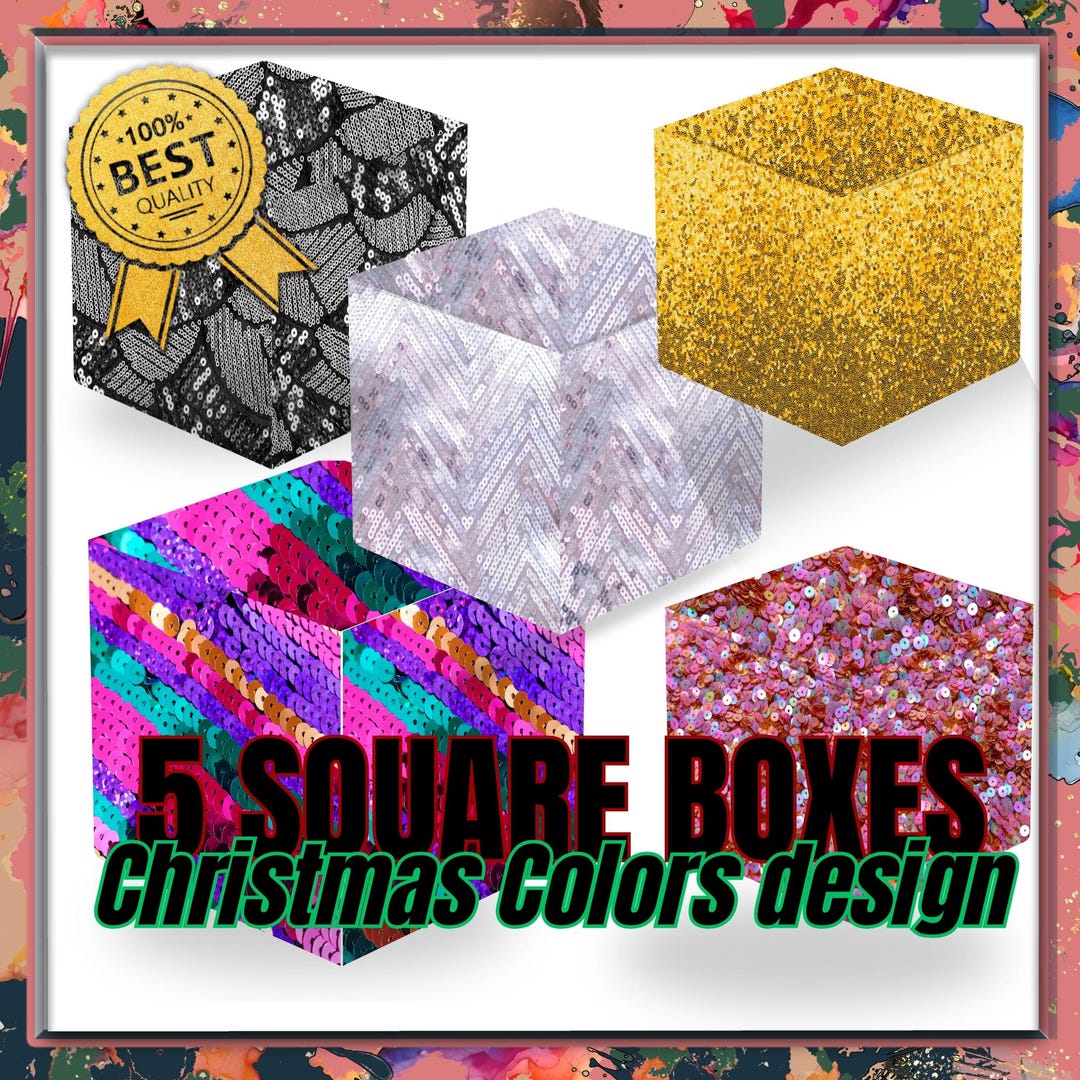 Christmas Boxes Templates Digital Clipart | Glitter Sequins Backgrounds ...