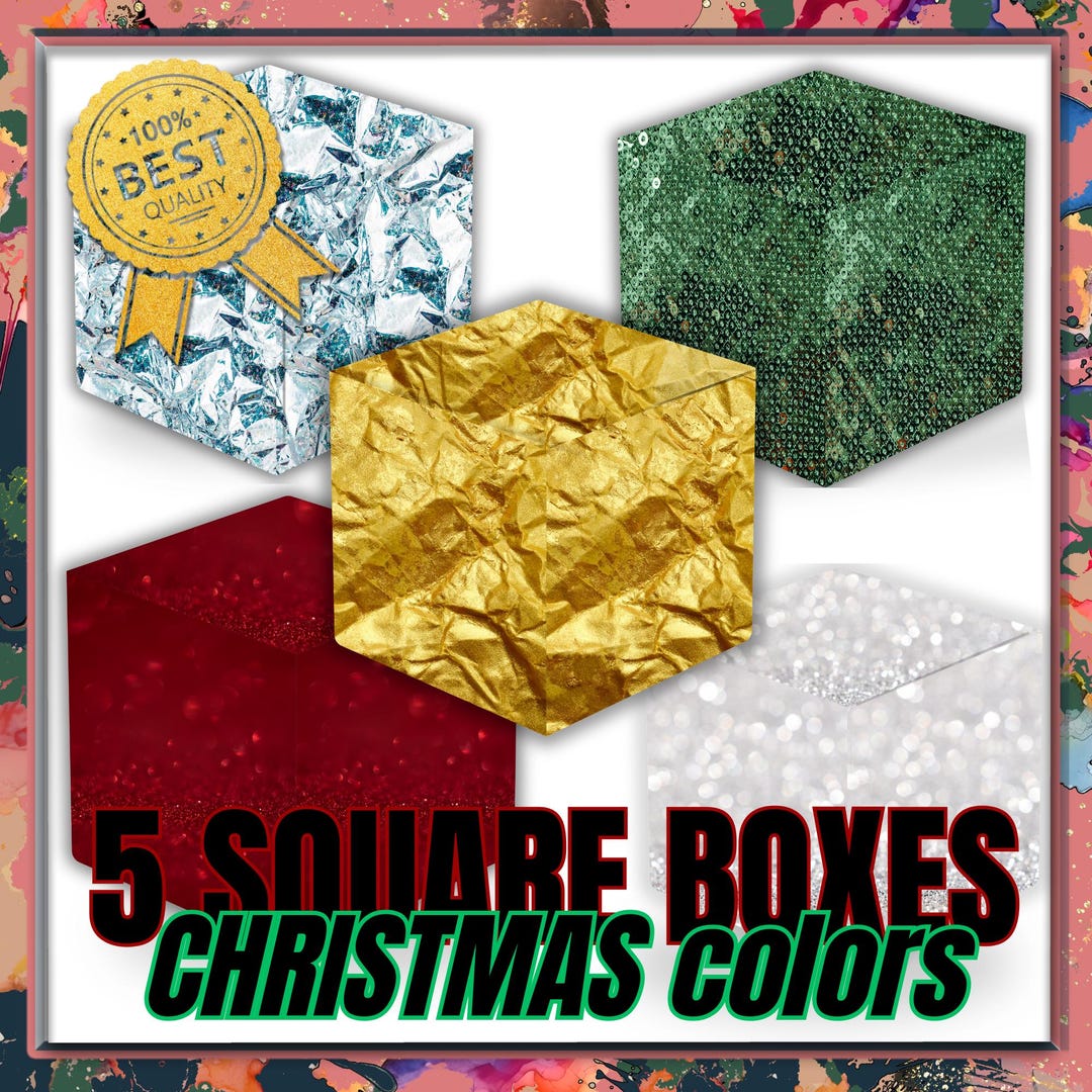 Boxes Square Digital Template, Christmas Colors Boxes Digital Templates ...