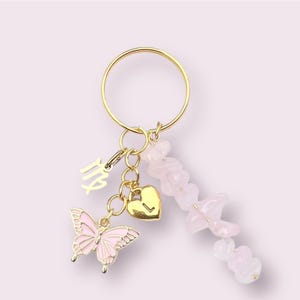 Personalised Keyring - Customisable Keyring with Crystals & Charms Customisable Keychain with Charms Gold or Silver