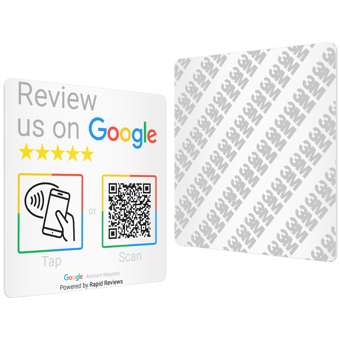 White Tap to Review NFC & QR Code PVC Review Sticker for Google Reviews ...