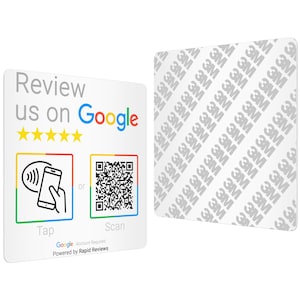 White Tap to Review PVC-recensiesticker met NFC en QR-code voor Google Reviews
