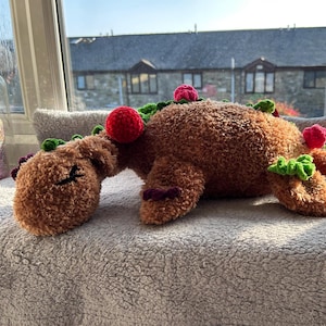 Cute crocheted berry Nessie amigurumi - handmade Loch Ness monster plush, unique gift, home decor