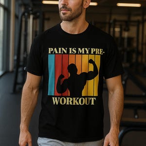 Schmerz ist mein Pre-Workout Gym T-Shirt | Motivierendes Fitness-T-Shirt für Männer | Body Building Workout-Hemd | Gym Zitat T-Shirt