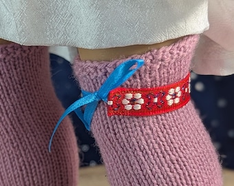 Metallic Ribbon Garters for 18 inch Dolls - Stocking Garters - Historically Accurate Doll Accessories Undergarments
