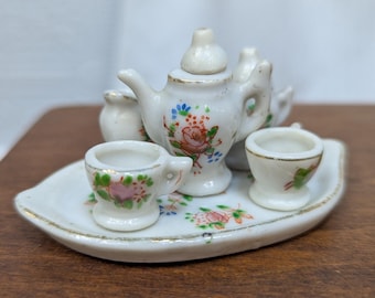 Miniature Porcelain Tea Set: Antique Dollhouse Collectible, Occupied Japan