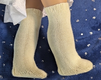 Dainty Hand Knit Bamboo Silk Doll Socks: 18 Inch Historical Doll Stockings