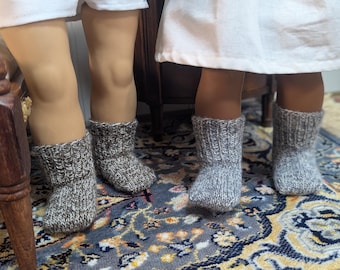 Wooly Hand Knit Ribbed Boot Socks for 18 inch Dolls