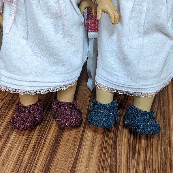 Victorian Pajamas for 18 inch Dolls - Flannel Nightgown, Bed Jacket and Handknit Pink Slippers