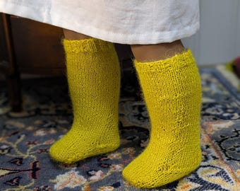Delicate Hand Knit Alpaca Doll Socks: 18 Inch Historical Doll Stockings