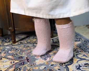 Luxurious Hand Knit Mulberry Silk Doll Socks: 18 Inch Doll Stockings