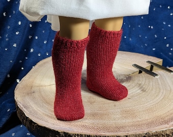 Premium Hand Knit Merino Silk Doll Socks: 18 Inch Doll Stockings
