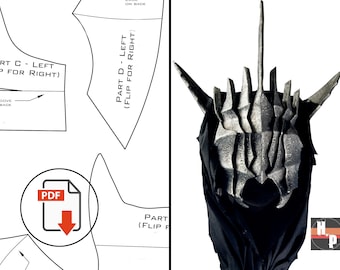 EVA Foam Mouth of Sauron Helmet Template Pattern Inspired by The Lord of the Rings