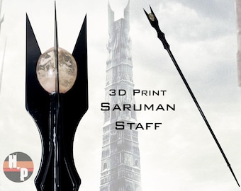 Saruman Staff 3D Print Files | Lord of the Rings Wizard Staff Kit | LOTR