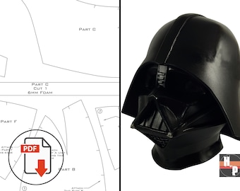 Darth Vader Helmet Foam Template – Wearable Star Wars Mask (PDF Pattern)
