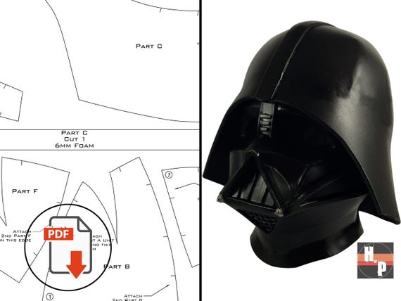 Darth Vader Helmet Foam Template – Wearable Star Wars Mask (PDF