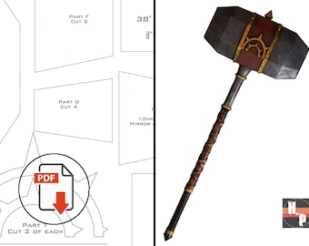 Helm Hammerhand War Hammer Template | EVA Foam, LOTR Cosplay (PDF Pattern)
