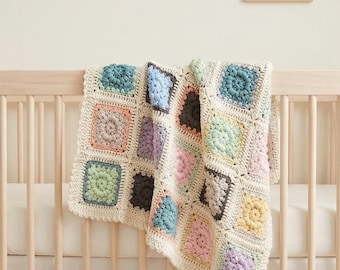 Hand-Crocheted Granny Square Baby Blanket