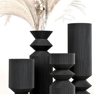 Nordic Black Plastic Vase Modern Minimalist Home Decor for Living Room & Dining Table
